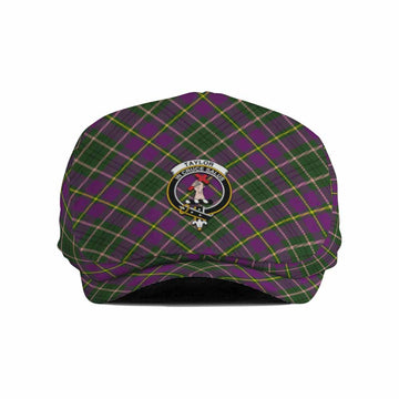 Taylor (Tailyour) Tartan Flat Cap, Jeff Cap Cross Style with Family Crest
