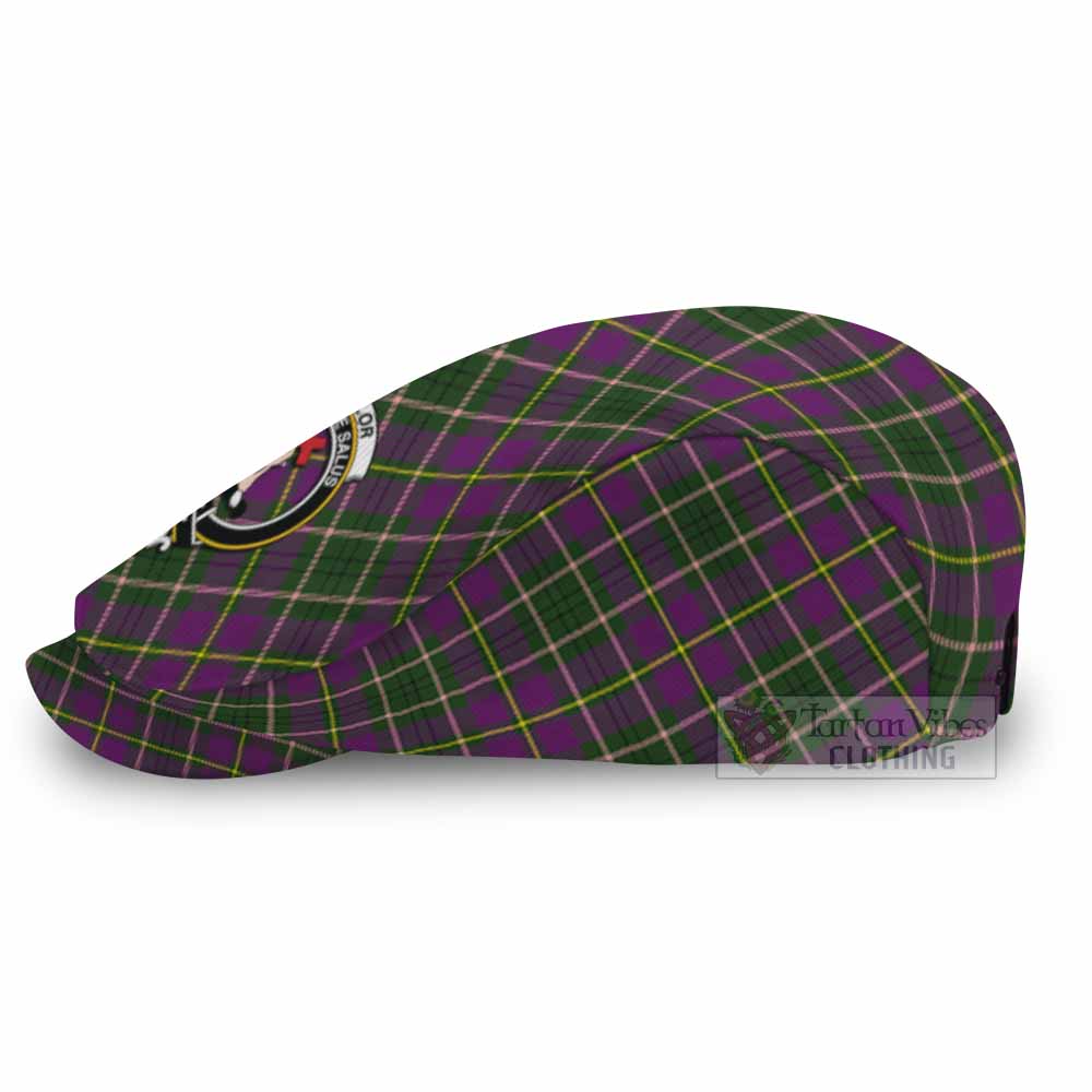 Taylor (Tailyour) Tartan Flat Cap, Jeff Cap Cross Style with Family Crest - Tartan Vibes Clothing