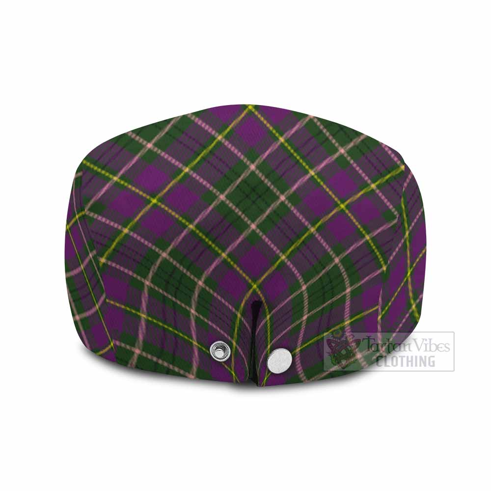Taylor (Tailyour) Tartan Flat Cap, Jeff Cap Cross Style with Family Crest - Tartan Vibes Clothing