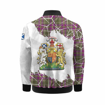 Taylor (Tailyour) Tartan Kid Bomber Jacket with Family Crest and Lion Rampant Grunge Style
