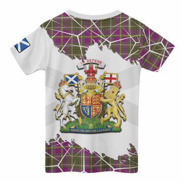 Taylor (Tailyour) Tartan Kid T-shirt with Family Crest and Lion Rampant Grunge Style