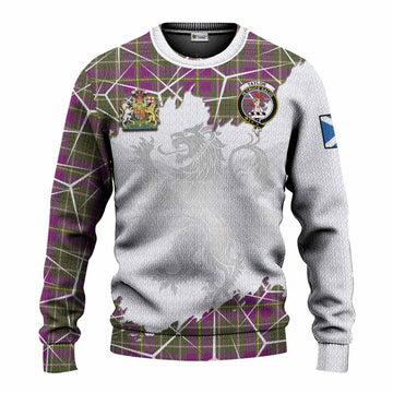 Taylor (Tailyour) Tartan Knitted Sweater with Family Crest and Lion Rampant Grunge Style