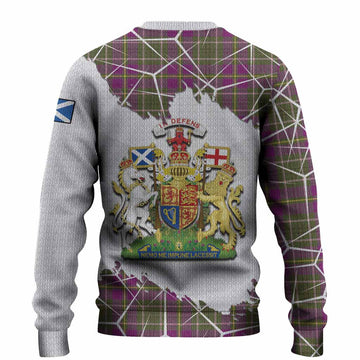 Taylor (Tailyour) Tartan Knitted Sweater with Family Crest and Lion Rampant Grunge Style