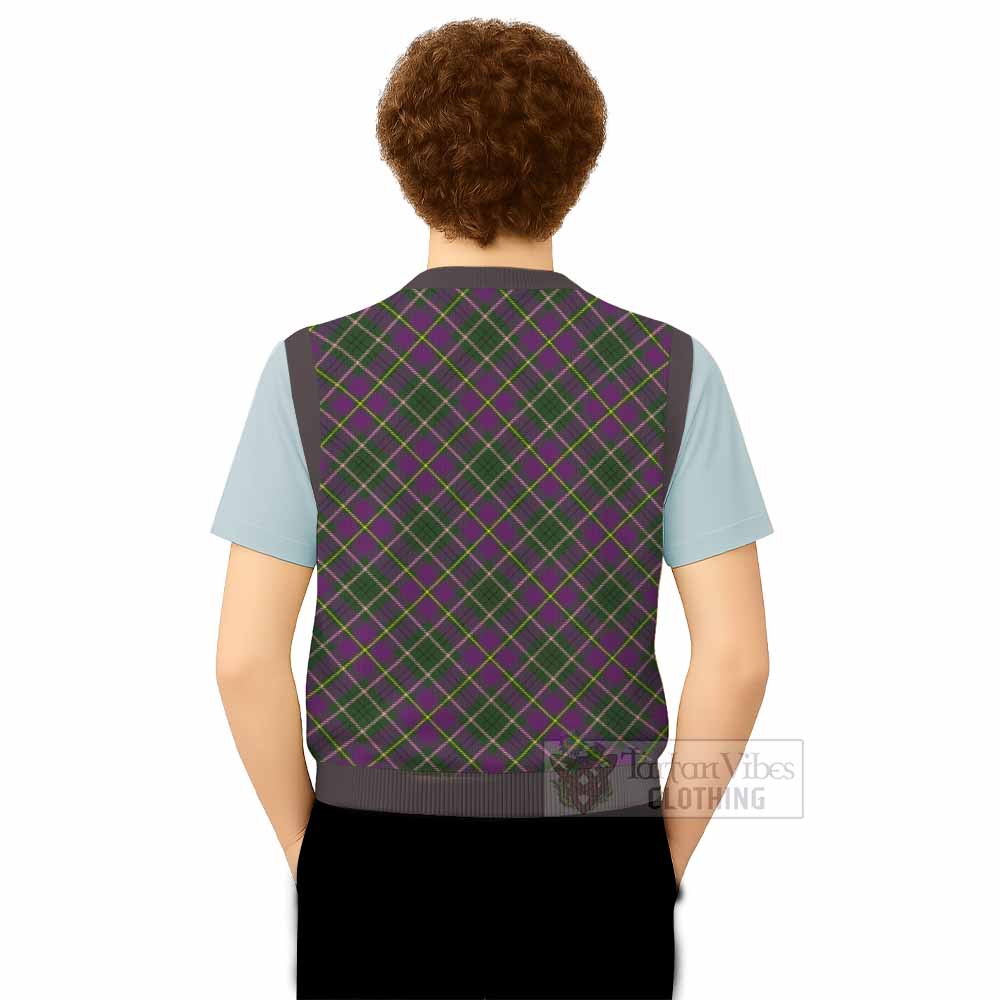 Taylor (Tailyour) Tartan Knitted V-Neck Vest with Family Crest Cross Style