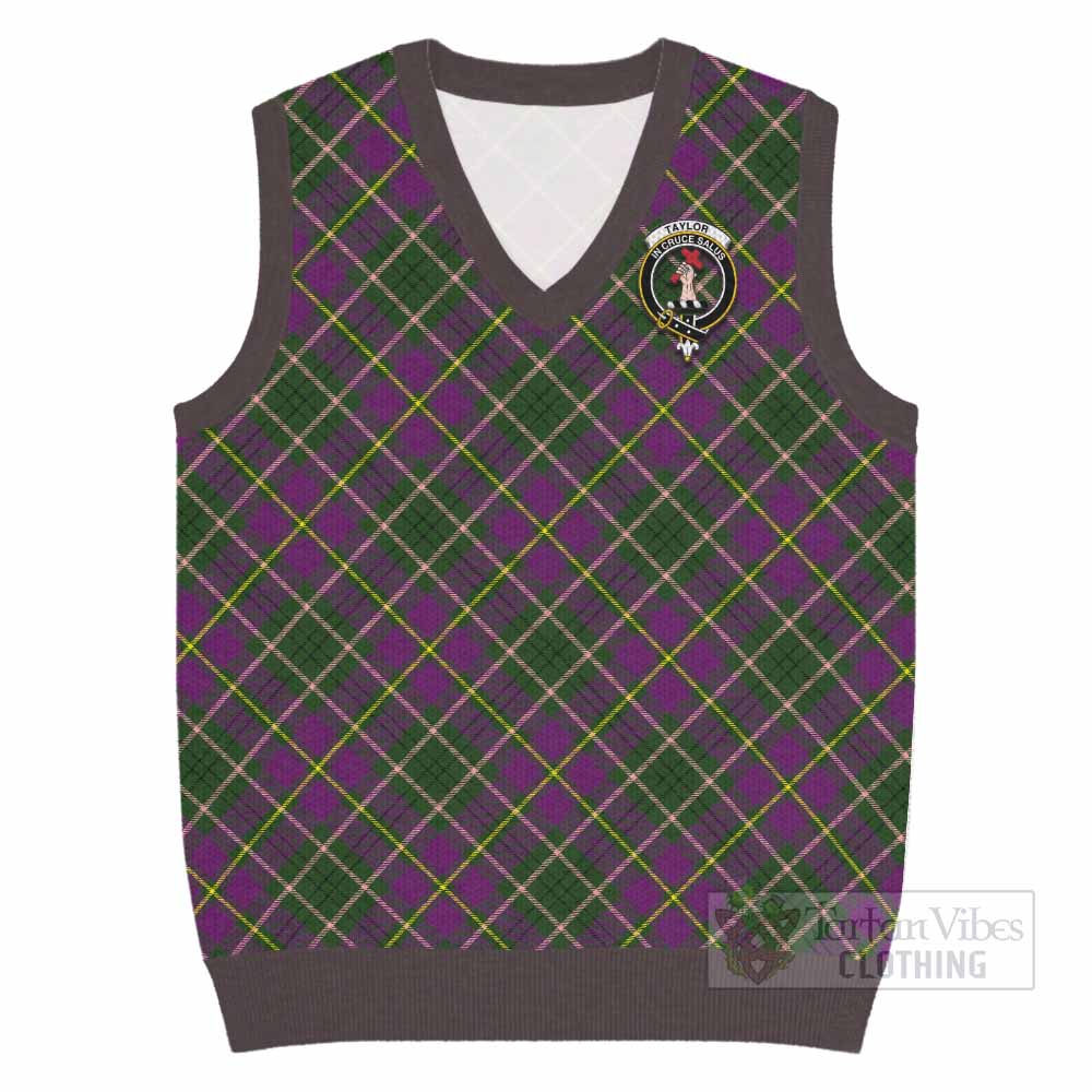 Taylor (Tailyour) Tartan Knitted V-Neck Vest with Family Crest Cross Style
