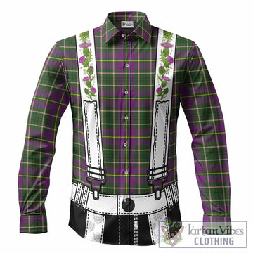 Taylor (Tailyour) Tartan Lederhosen Costume Long Sleeve Button Shirts Scotland Thistle Floral