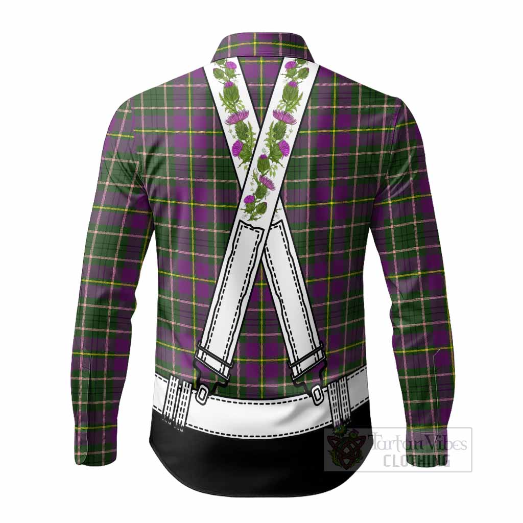 Taylor (Tailyour) Tartan Lederhosen Costume Long Sleeve Button Shirts Scotland Thistle Floral