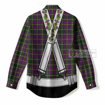 Taylor (Tailyour) Tartan Lederhosen Costume Women Casual Shirt Scotland Thistle Floral