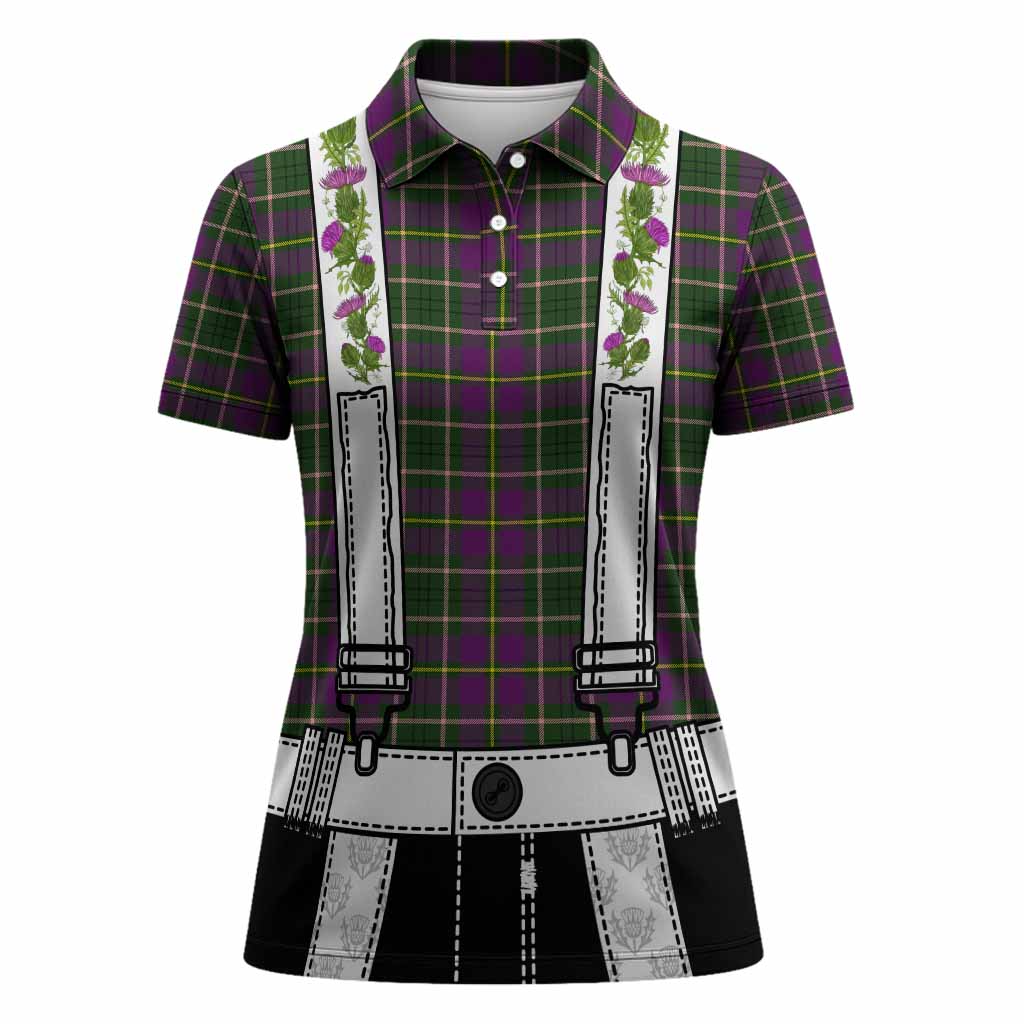 Taylor (Tailyour) Tartan Lederhosen Costume Women Polo Shirt Scotland Thistle Floral