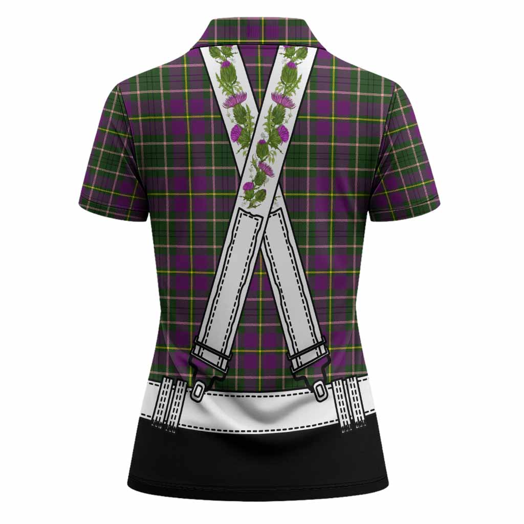 Taylor (Tailyour) Tartan Lederhosen Costume Women Polo Shirt Scotland Thistle Floral