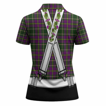 Taylor (Tailyour) Tartan Lederhosen Costume Women Polo Shirt Scotland Thistle Floral