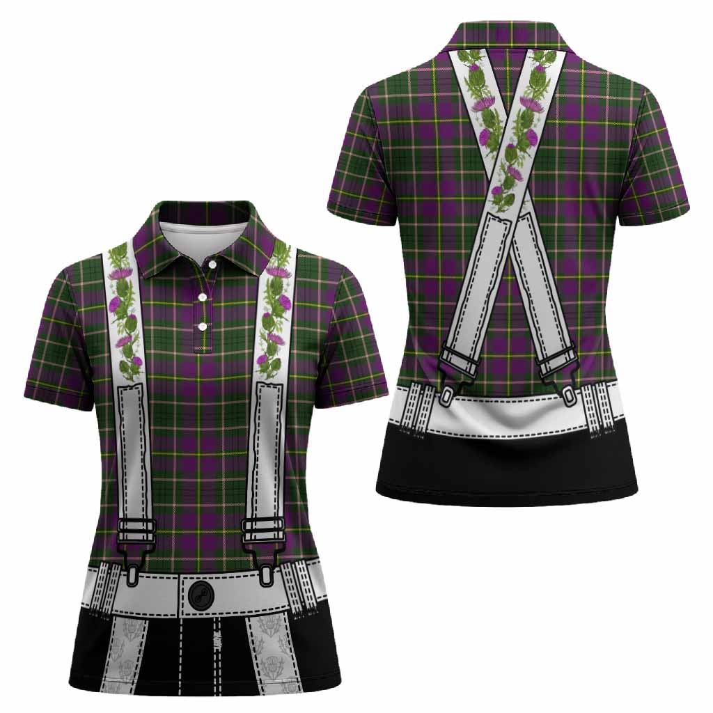 Taylor (Tailyour) Tartan Lederhosen Costume Women Polo Shirt Scotland Thistle Floral