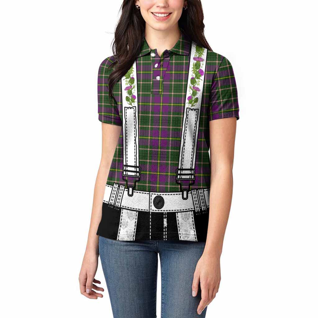Taylor (Tailyour) Tartan Lederhosen Costume Women Polo Shirt Scotland Thistle Floral