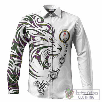Taylor (Tailyour) Tartan Lion Roar Long Sleeve Button Shirts Alba Gu Brath with Celtic Motifs