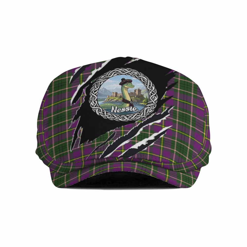 Taylor (Tailyour) Tartan Loch Ness Monster Flat Cap, Jeff Cap Celtic Knot Nessie Art