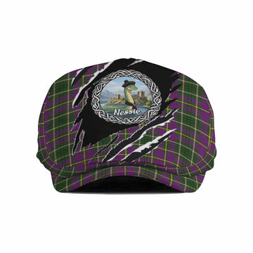 Taylor (Tailyour) Tartan Loch Ness Monster Flat Cap, Jeff Cap Celtic Knot Nessie Art