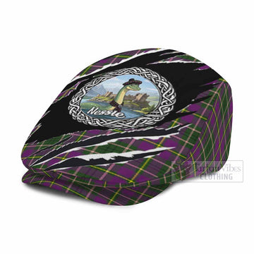 Taylor (Tailyour) Tartan Loch Ness Monster Flat Cap, Jeff Cap Celtic Knot Nessie Art