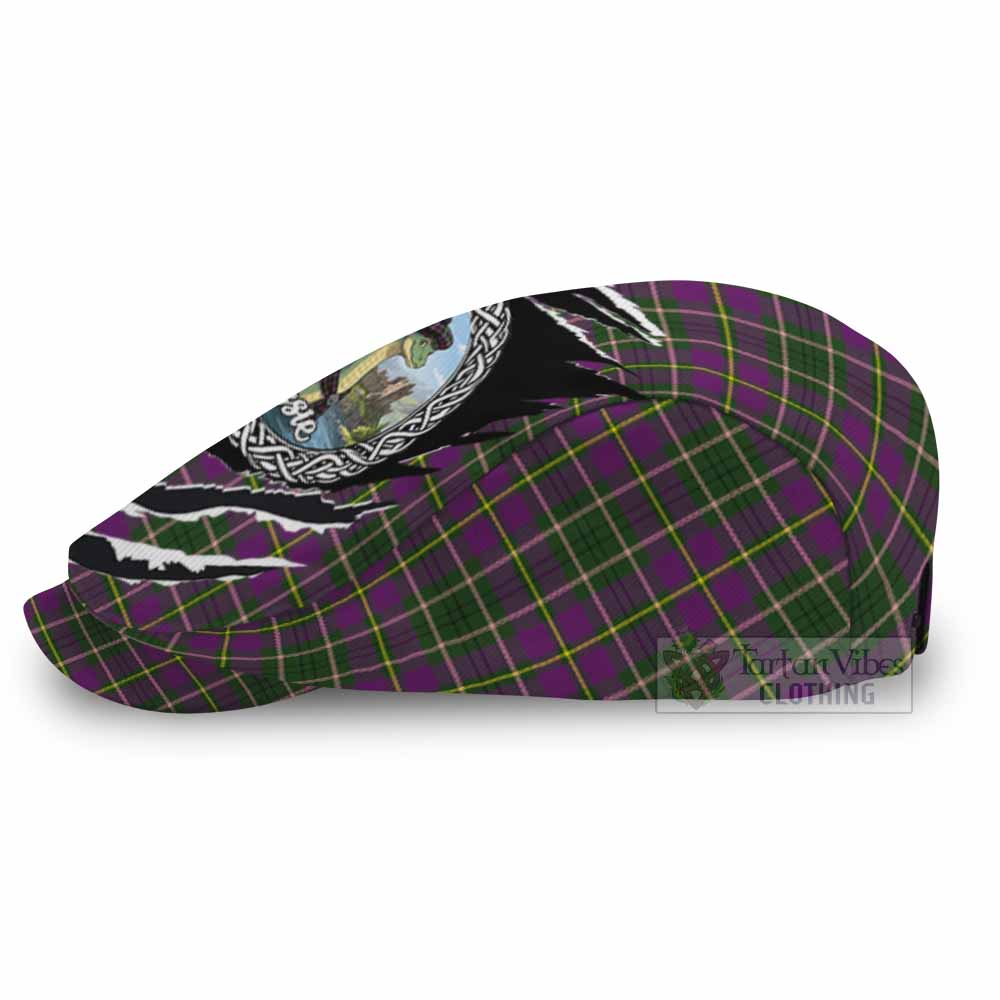 Taylor (Tailyour) Tartan Loch Ness Monster Flat Cap, Jeff Cap Celtic Knot Nessie Art