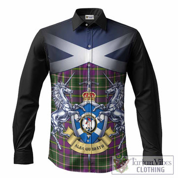 Taylor (Tailyour) Tartan Long Sleeve Button Shirts Alba Gu Brath Unicorn Crest