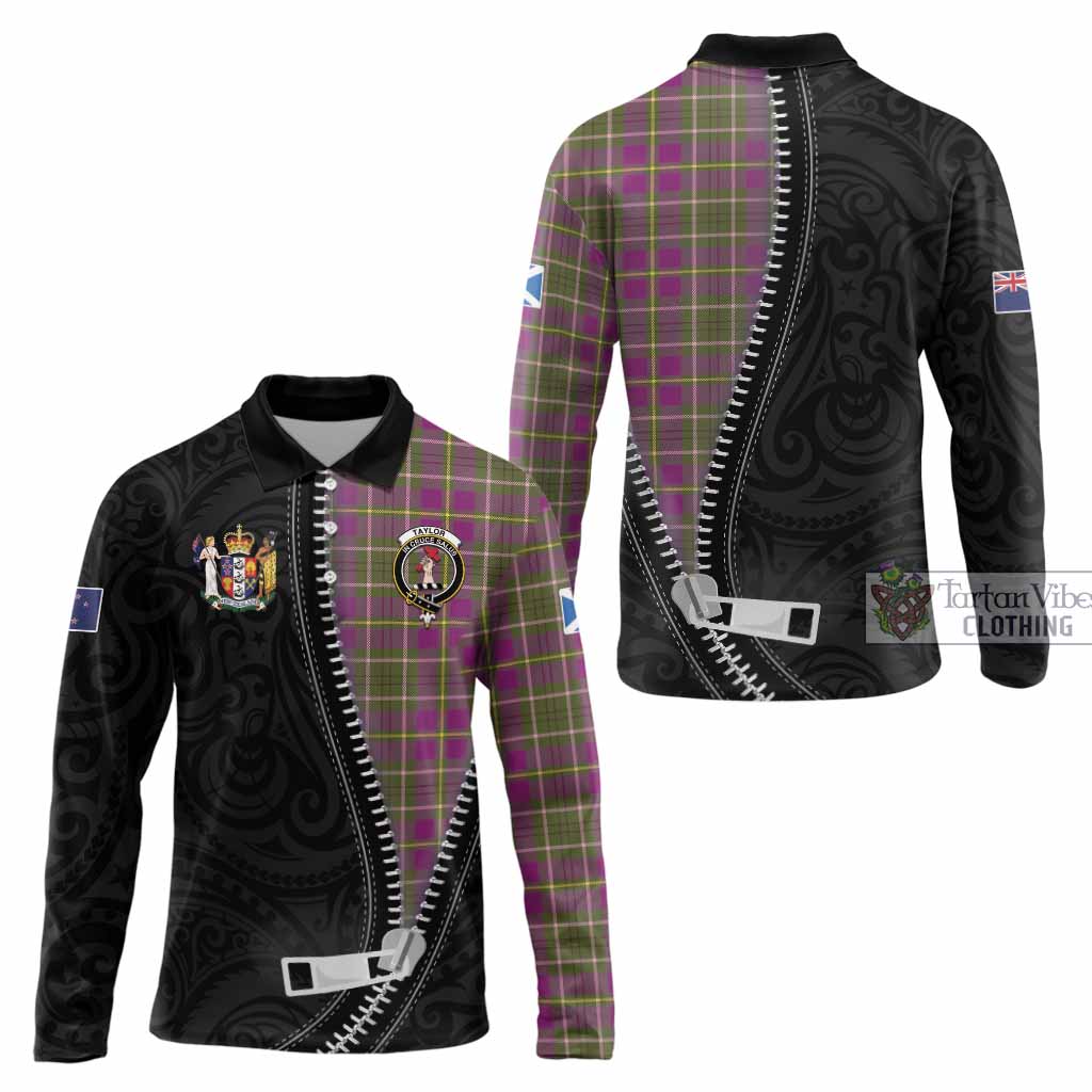 Taylor (Tailyour) Tartan Long Sleeve Polo Shirt New Zealand Pattern Unique Zipper Stylized