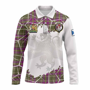 Taylor (Tailyour) Tartan Long Sleeve Polo Shirt with Family Crest and Lion Rampant Grunge Style