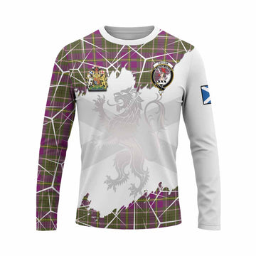 Taylor (Tailyour) Tartan Long Sleeve T-Shirt with Family Crest and Lion Rampant Grunge Style