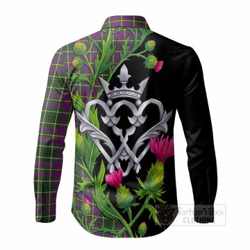 Taylor (Tailyour) Tartan Luckenbooth Long Sleeve Button Shirts Silver Heart Crown Thistle Floral