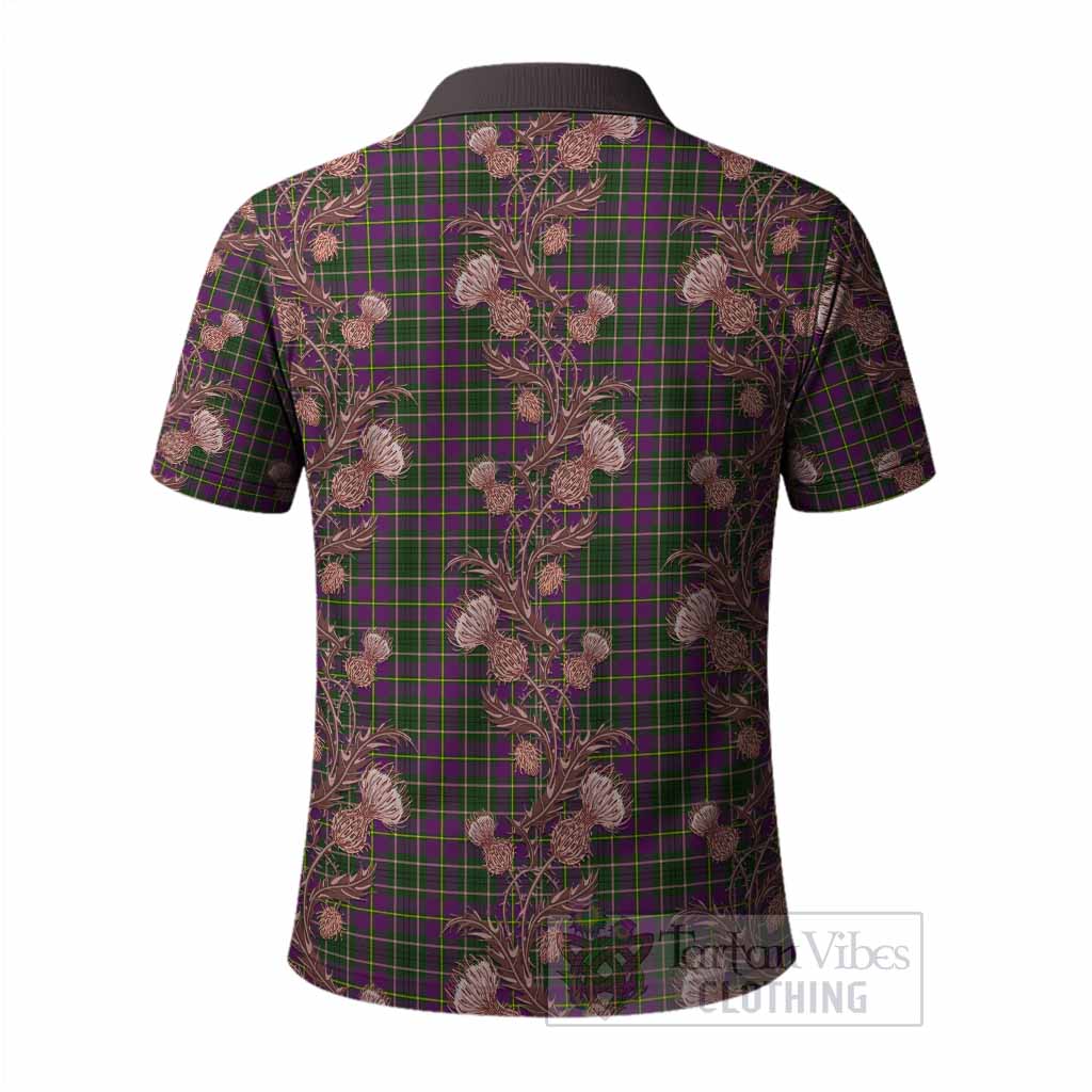 Taylor (Tailyour) Tartan Polo Shirt Seamless Scottish Thistle Flowers