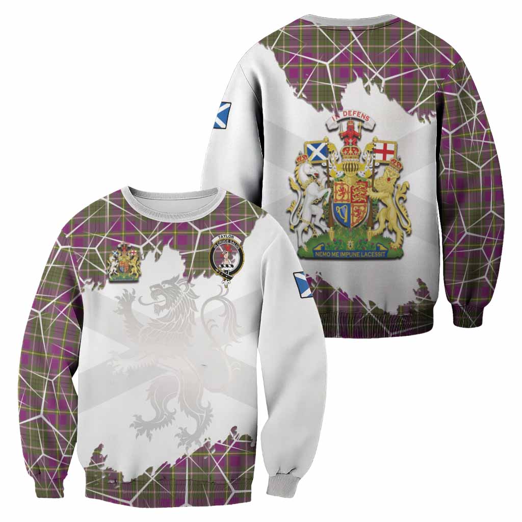 Taylor (Tailyour) Tartan Sweatshirt with Family Crest and Lion Rampant Grunge Style