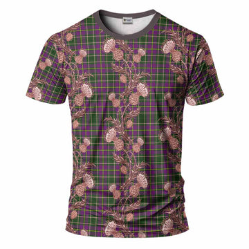 Taylor (Tailyour) Tartan T-Shirt Seamless Scottish Thistle Flowers