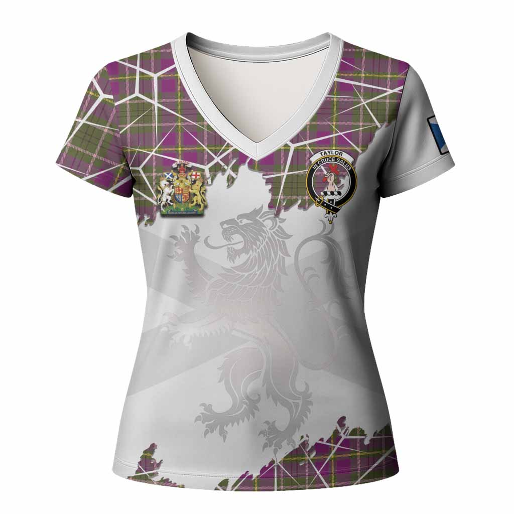 Taylor (Tailyour) Tartan Women T shirt with Family Crest and Lion Rampant Grunge Style