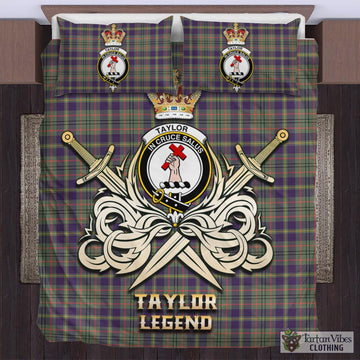 Taylor Weathered Tartan Bedding Set with Clan Crest and the Golden Sword of Courageous Legacy