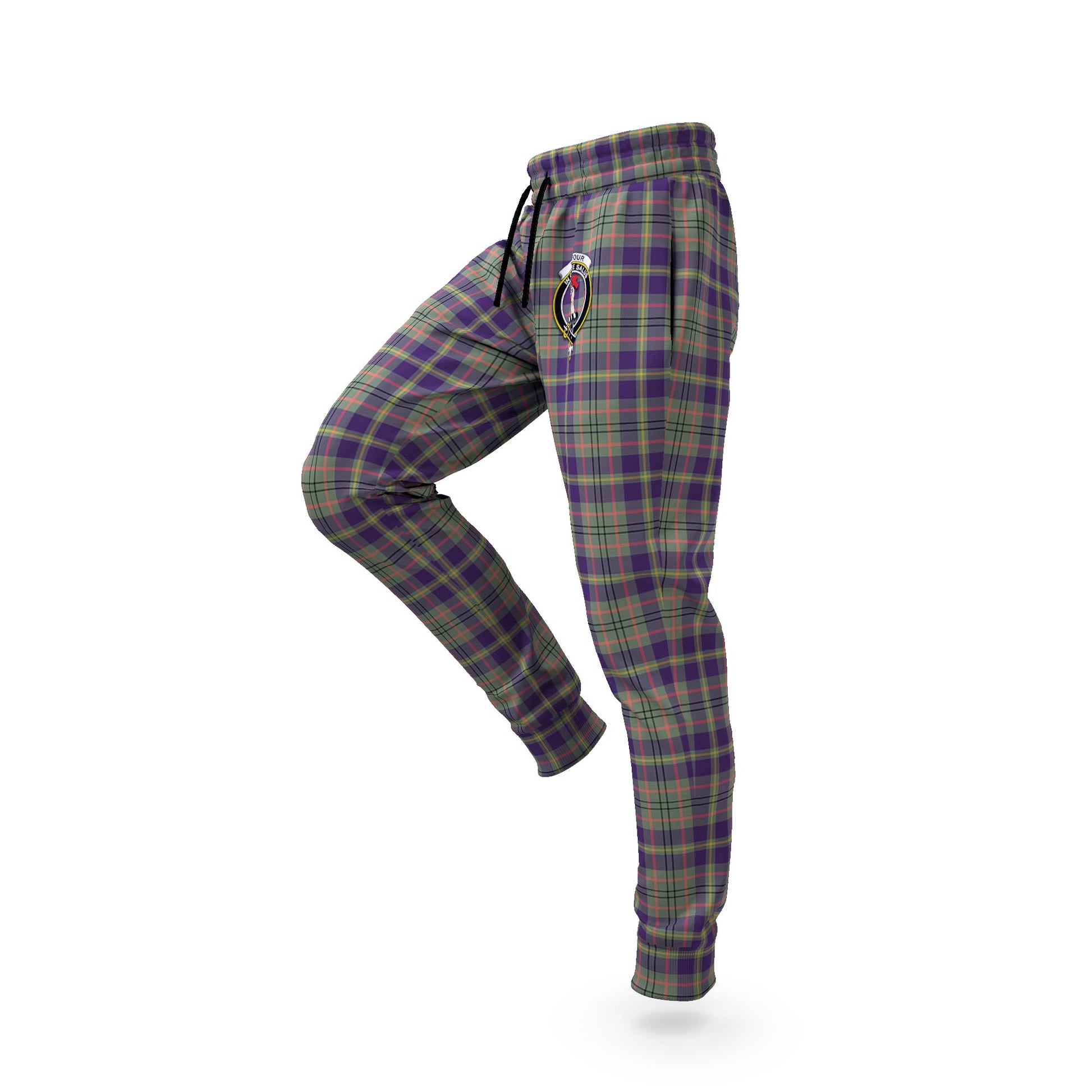 Taylor Weathered Tartan Joggers Pants with Family Crest S - Tartanvibesclothing Shop