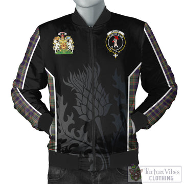 Taylor Weathered Tartan Bomber Jacket with Family Crest and Scottish Thistle Vibes Sport Style