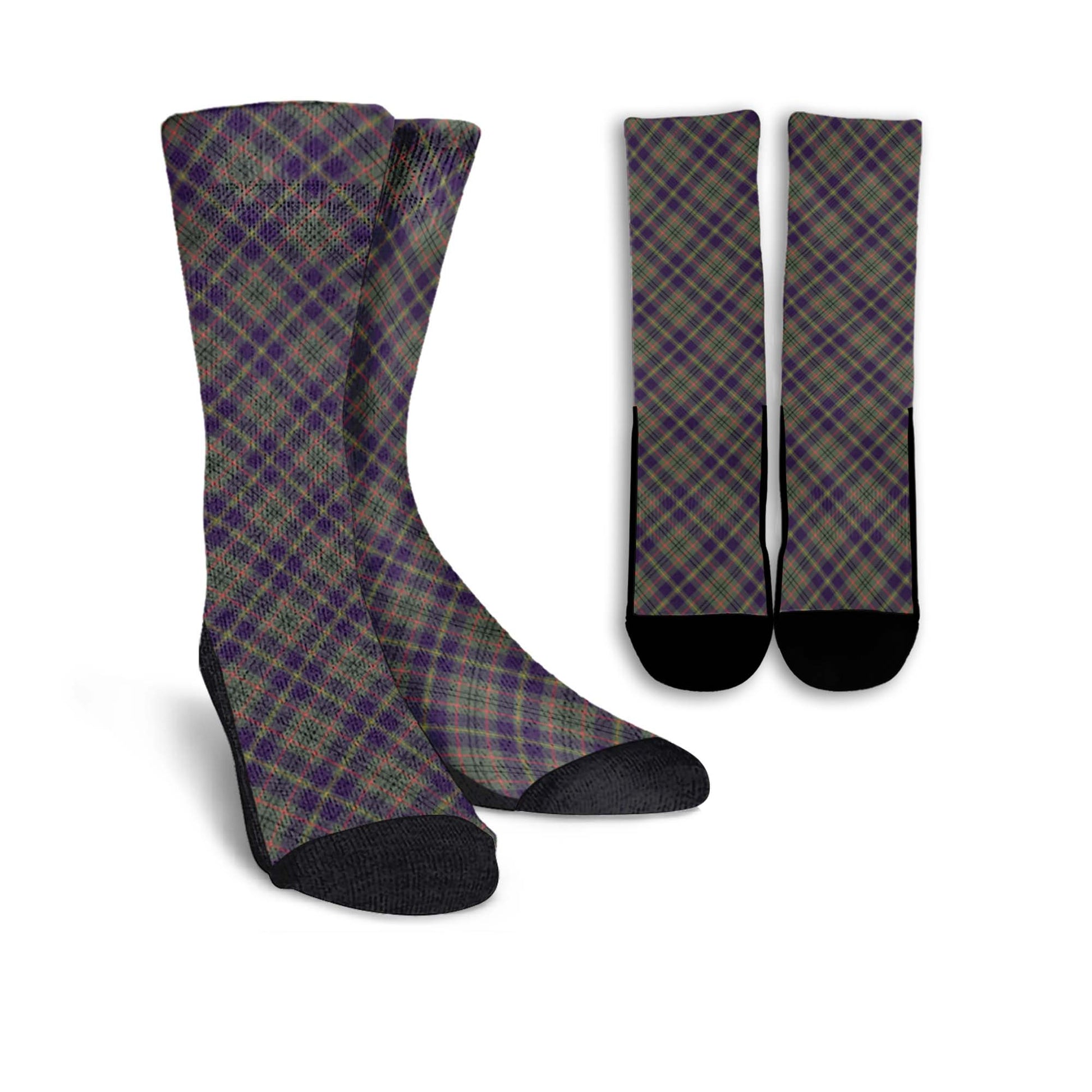 Taylor Weathered Tartan Crew Socks Cross Tartan Style - Tartanvibesclothing