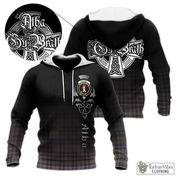 Taylor Weathered Tartan Knitted Hoodie Featuring Alba Gu Brath Family Crest Celtic Inspired