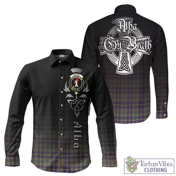 Taylor Weathered Tartan Long Sleeve Button Up Featuring Alba Gu Brath Family Crest Celtic Inspired