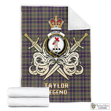 Taylor Weathered Tartan Blanket with Clan Crest and the Golden Sword of Courageous Legacy