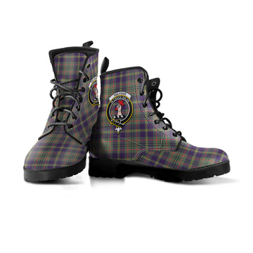 Taylor Weathered Tartan Leather Boots with Family Crest