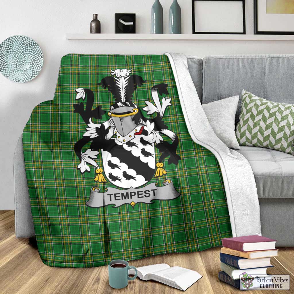 Tempest Irish Clan Tartan Blanket with Coat of Arms - Tartan Vibes Clothing