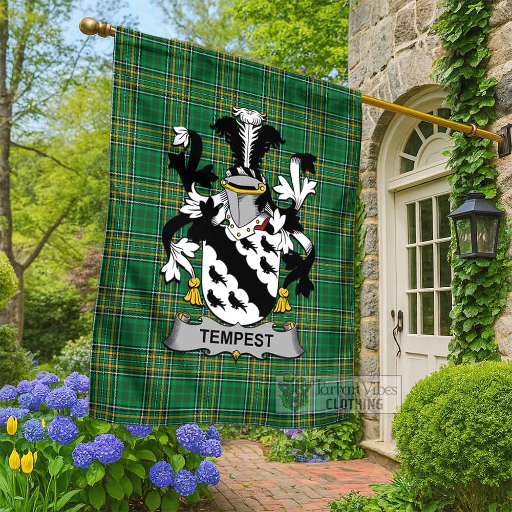 Tempest Irish Clan Tartan Flag with Coat of Arms