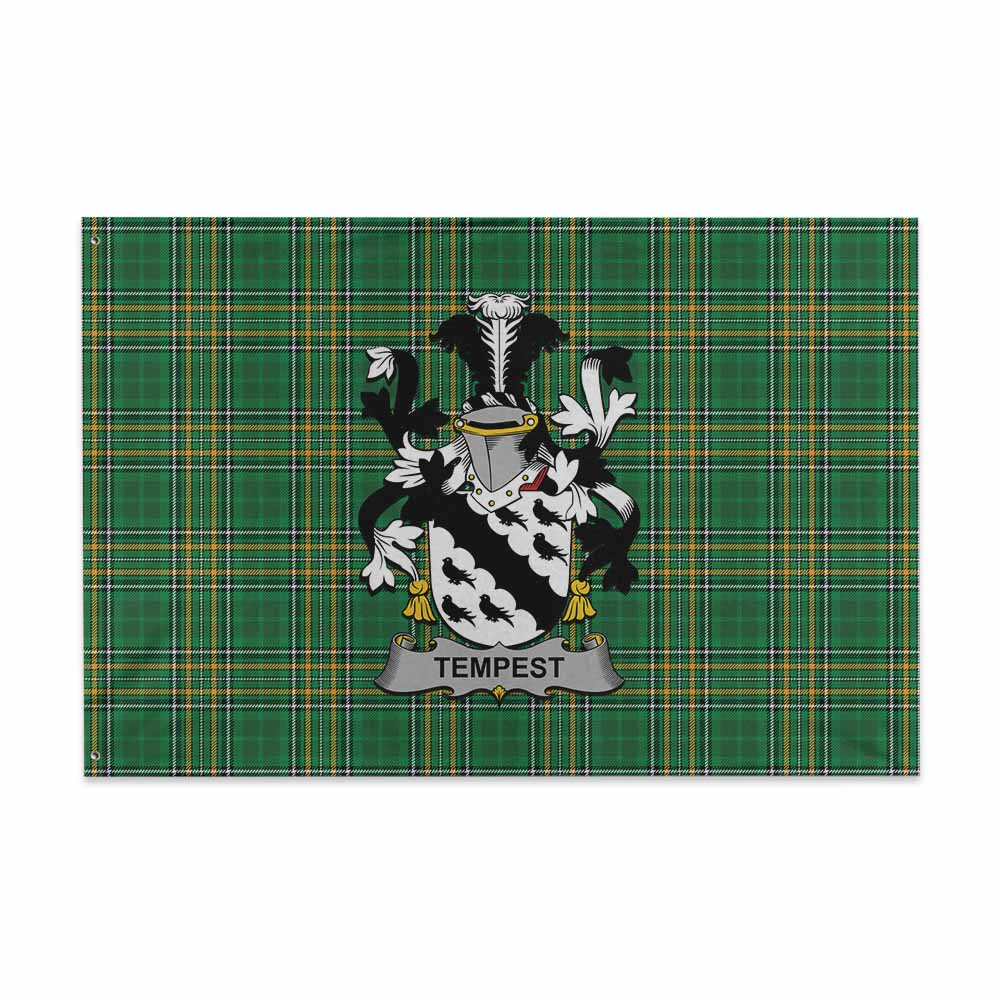 Tartan Vibes Clothing Tempest Irish Clan Tartan House Flag with Coat of Arms