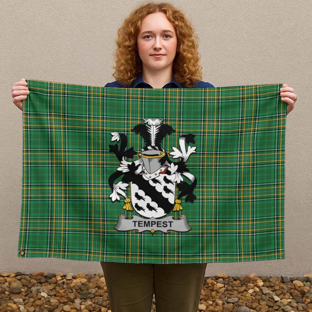 Tartan Vibes Clothing Tempest Irish Clan Tartan House Flag with Coat of Arms
