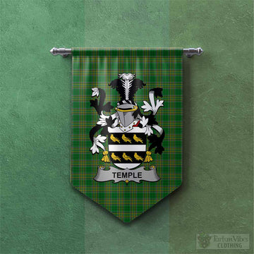 Temple Irish Clan Tartan Gonfalon, Tartan Banner with Coat of Arms