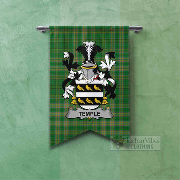 Temple Irish Clan Tartan Gonfalon, Tartan Banner with Coat of Arms