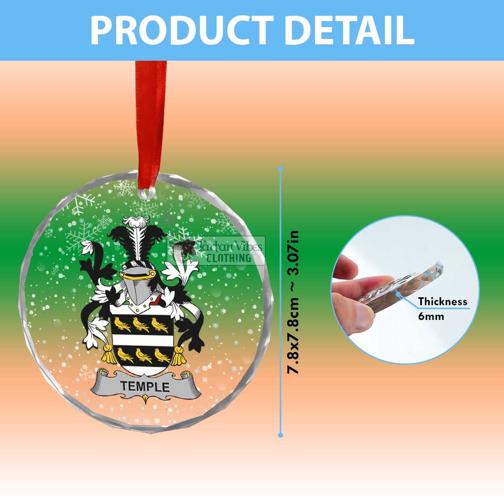 Temple Irish Clan Christmas Glass Ornament with Coat of Arms - 2D-tartanvibesclothing