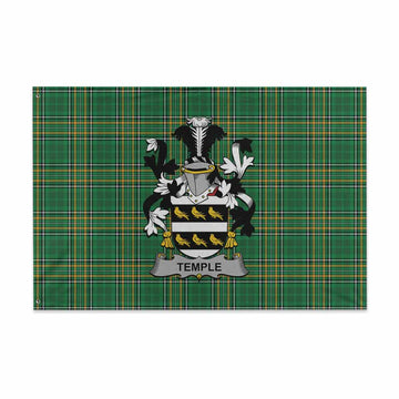 Temple Irish Clan Tartan House Flag with Coat of Arms