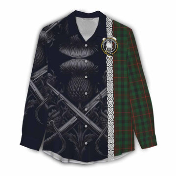 Tennant Tartan Women's Casual Shirt with Family Crest Cross Sword Thistle Celtic Vibes Female - Tartan Vibes Clothing