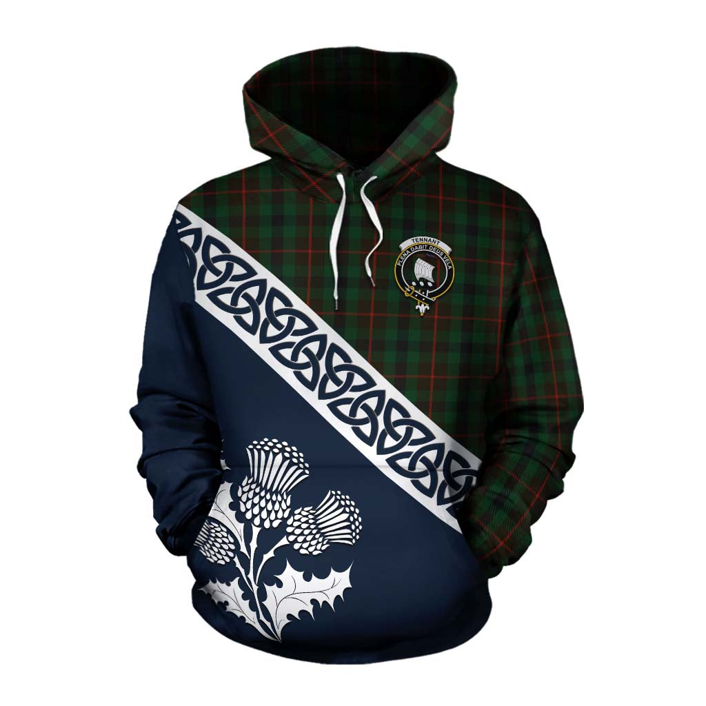 Tennant Tartan Cotton Hoodie Featuring Thistle and Scotland Map Pullover Hoodie XS - Tartan Vibes Clothing