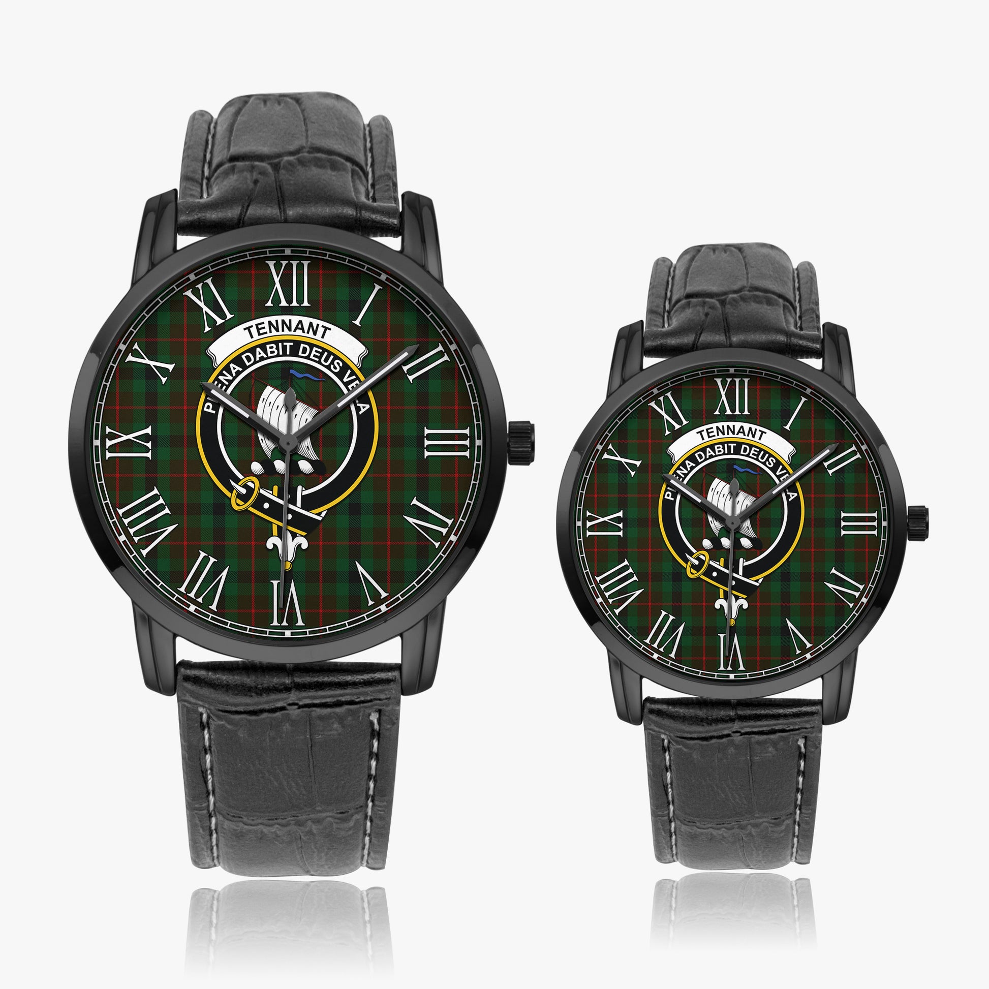 Tennant Tartan Family Crest Leather Strap Quartz Watch Wide Type - Tartan Vibes Clothing